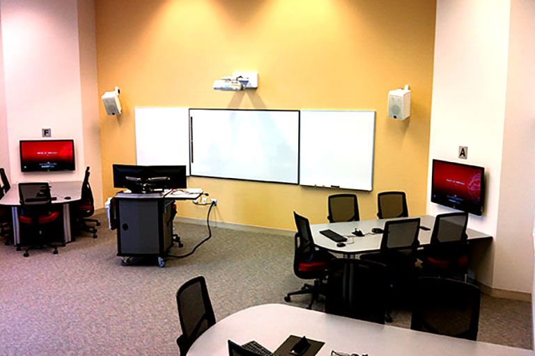 Picture of an empty classroom (Education/Social Work, ES1117, IU Indianapolis)